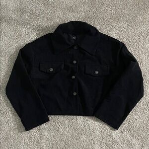 NWOT Shein Black Corduroy Cropped Shacket